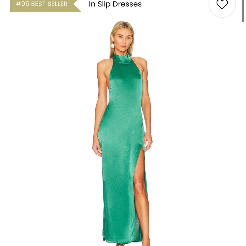 REVOLVE Green Halter Slit Dress for Weddings